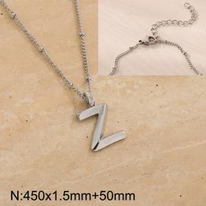 Stainless steel diamond letter Z pendant necklace - KN287021-Z