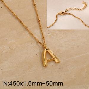 Gold stainless steel letter A pendant necklace - KN287022-Z