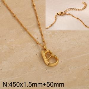Gold stainless steel letter B pendant necklace - KN287023-Z