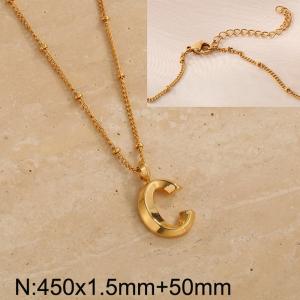 Gold stainless steel letter C pendant necklace - KN287024-Z