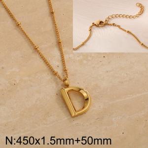 Gold stainless steel letter D pendant necklace - KN287025-Z