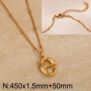 Gold stainless steel letter E pendant necklace - KN287026-Z