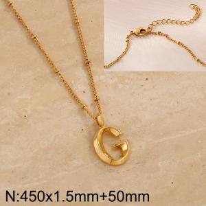 Gold stainless steel letter G pendant necklace - KN287028-Z