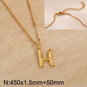 Gold stainless steel letter H pendant necklace - KN287029-Z