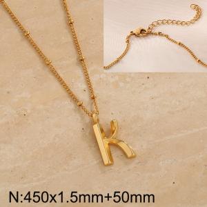 Gold stainless steel letter K pendant necklace - KN287032-Z