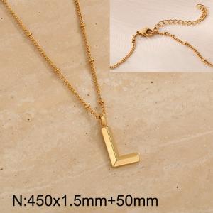Gold stainless steel letter L pendant necklace - KN287033-Z