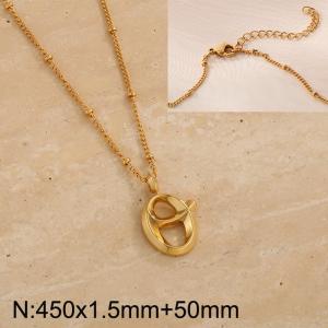 Gold stainless steel letter O pendant necklace - KN287036-Z