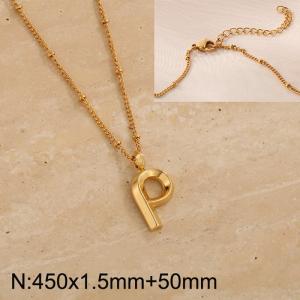 Gold stainless steel letter P pendant necklace - KN287037-Z