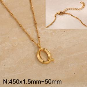 Gold stainless steel letter Q pendant necklace - KN287038-Z