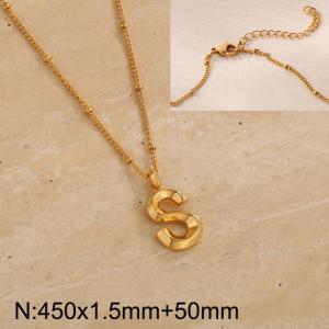 Gold stainless steel letter S pendant necklace - KN287040-Z