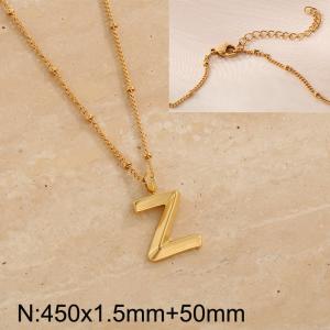 Gold stainless steel letter Z pendant necklace - KN287047-Z