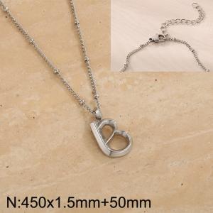 Stainless steel letter B pendant necklace - KN287049-Z