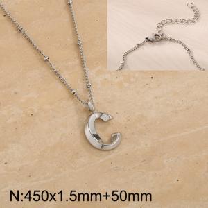 Stainless steel letter C pendant necklace - KN287050-Z