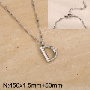 Stainless steel letter D pendant necklace - KN287051-Z