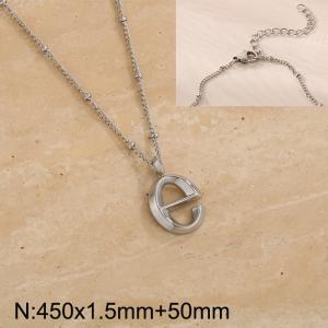 Stainless steel letter E pendant necklace - KN287052-Z
