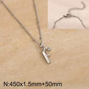 Stainless steel letter F pendant necklace - KN287053-Z