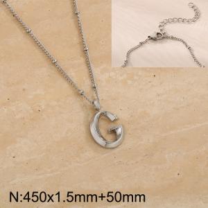 Stainless steel letter G pendant necklace - KN287054-Z