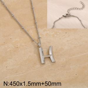 Stainless steel letter H pendant necklace - KN287055-Z