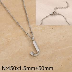 Stainless steel letter J pendant necklace - KN287057-Z
