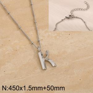 Stainless steel letter K pendant necklace - KN287058-Z