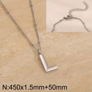 Stainless steel letter L pendant necklace - KN287059-Z