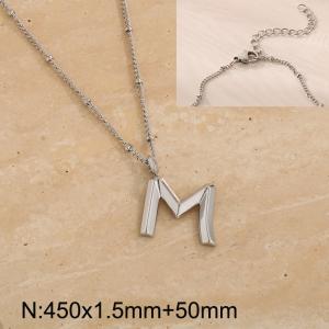 Stainless steel letter M pendant necklace - KN287060-Z