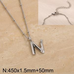 Stainless steel letter N pendant necklace - KN287061-Z