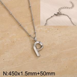 Stainless steel letter P pendant necklace - KN287063-Z