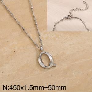 Stainless steel letter Q pendant necklace - KN287064-Z