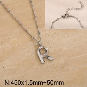 Stainless steel letter R pendant necklace - KN287065-Z