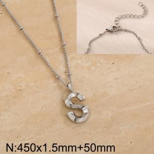Stainless steel letter S pendant necklace - KN287066-Z