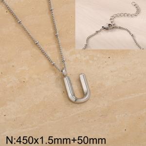 Stainless steel letter U pendant necklace - KN287068-Z