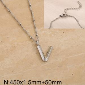 Stainless steel letter V pendant necklace - KN287069-Z