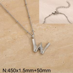 Stainless steel letter W pendant necklace - KN287070-Z