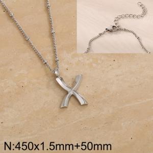 Stainless steel letter X pendant necklace - KN287071-Z