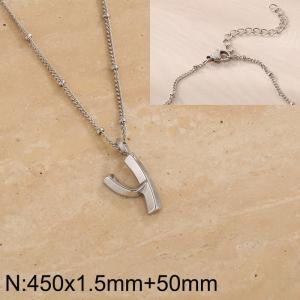 Stainless steel letter Y pendant necklace - KN287072-Z