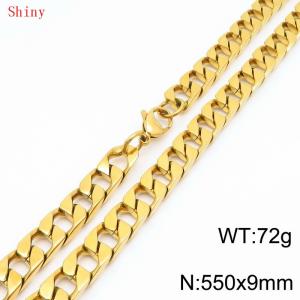 9mm55cm fashionable and simple imitation cast chain polished gold-plated necklace - KN287086-Z