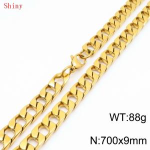 9mm70cm fashionable and simple imitation cast chain polished gold-plated necklace - KN287089-Z