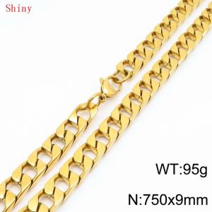 9mm75cm fashionable and simple imitation cast chain polished gold-plated necklace - KN287090-Z