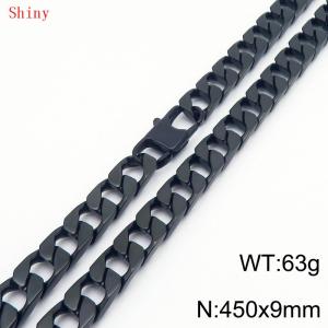 9mm45cm fashionable and simple imitation cast chain polished black necklace - KN287091-Z