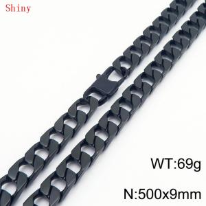 9mm50cm fashionable and simple imitation cast chain polished black necklace - KN287092-Z