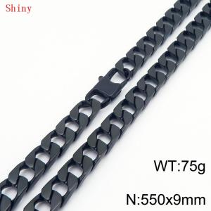 9mm55cm fashionable and simple imitation cast chain polished black necklace - KN287093-Z