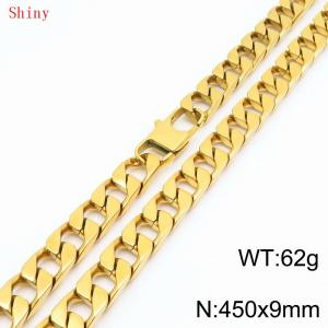 9mm45cm fashionable and simple imitation cast chain polished gold-plated necklace - KN287098-Z