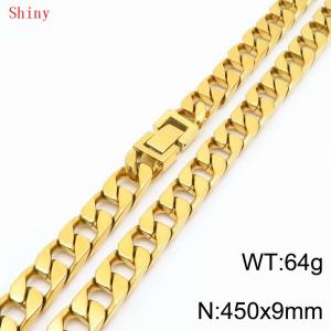 9mm45cm fashionable and simple imitation cast chain polished gold-plated necklace - KN287119-Z