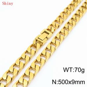 9mm50cm fashionable and simple imitation cast chain polished gold-plated necklace - KN287120-Z