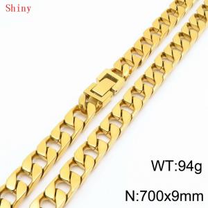 9mm70cm fashionable and simple imitation cast chain polished gold-plated necklace - KN287124-Z