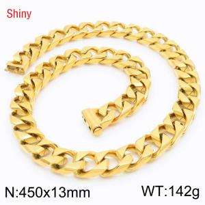 13mm 450mm Stainless Steel Cuban Chain Shiny Gold Color Necklace - KN287243-Z