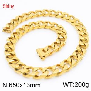 13mm 650mm Stainless Steel Cuban Chain Shiny Gold Color Necklace - KN287247-Z