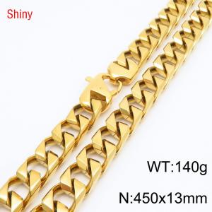 13mm 450mm Stainless Steel Cuban Chain Shiny Gold Color Necklace - KN287264-Z