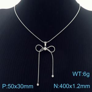European and American Instagram Influencers Butterfly Design Necklace Stainless Steel 304 Silver Color - KN287278-KFC